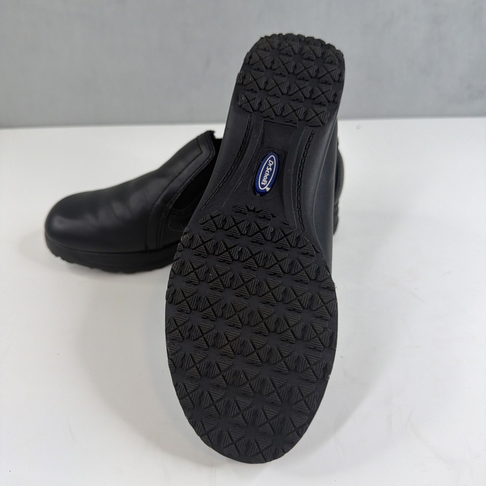 Dr Scholls Womens 7.5 M Black Leather Gel Pac Slip On Work Shoes Zip Comfort - Picture 7 of 10